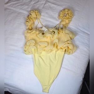 Free People Yellow Ruffled Kids Bodysuit